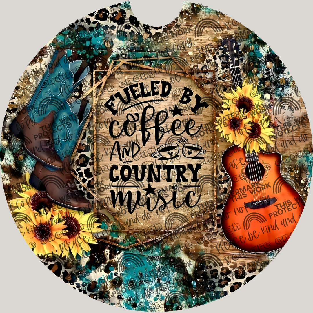 Coffee & Country Music Car Coaster