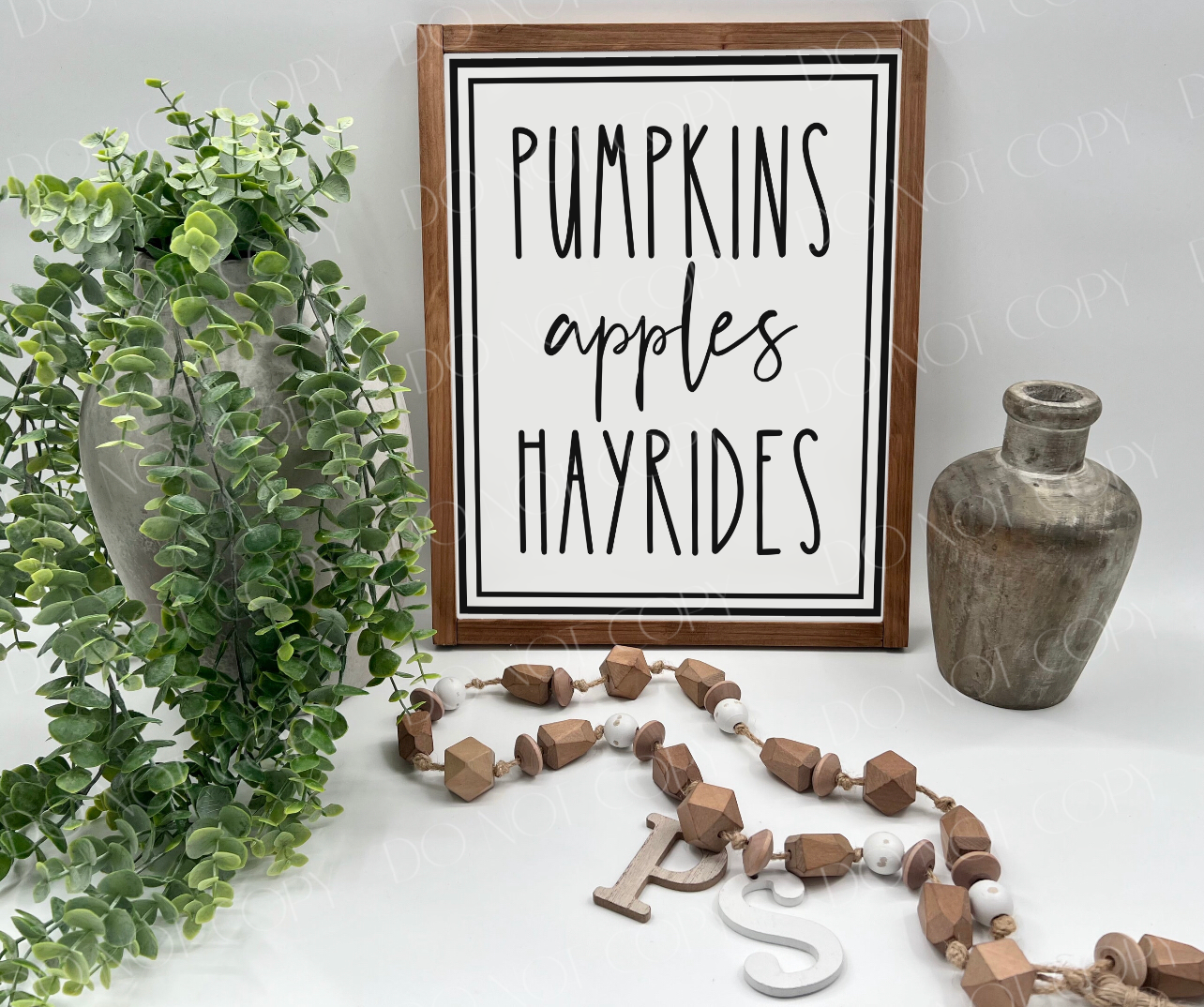 Pumpkins Apples Hayrides - White/Thick/E. Amer. - Wood Sign