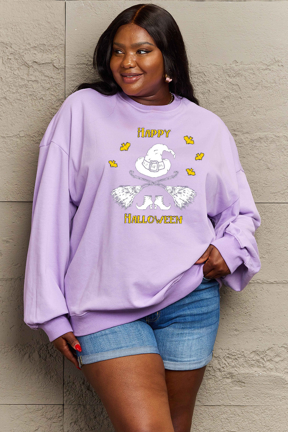 Simply Love Full Size HAPPY HALLOWEEN Graphic Sweatshirt