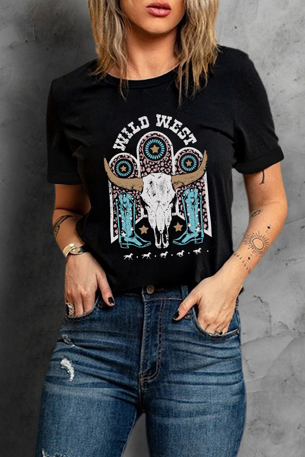 WILD WEST Graphic Short Sleeve Tee Shirt