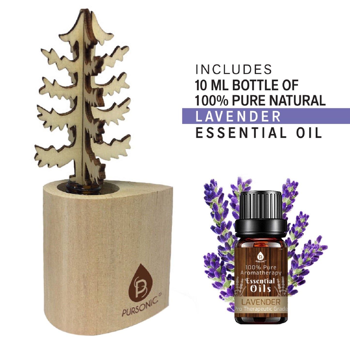 3D Wooden Standard Tree Reed Diffuser with Lavender Essential Oil