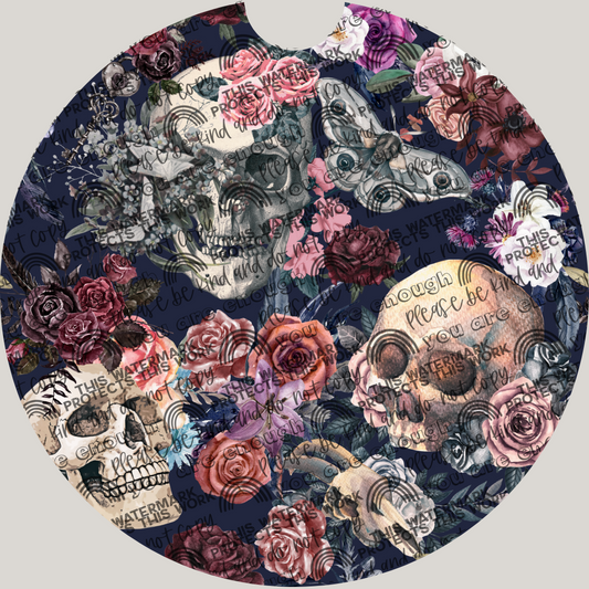 Floral Moth & Skulls Car Coaster