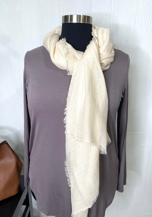 Frayed-Edge Scarf - Cream