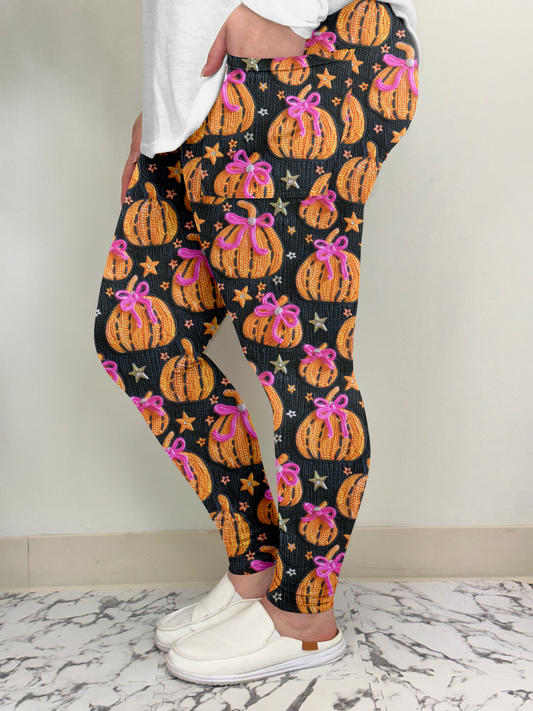 Knitted Pumpkin Leggings w/ Pockets!