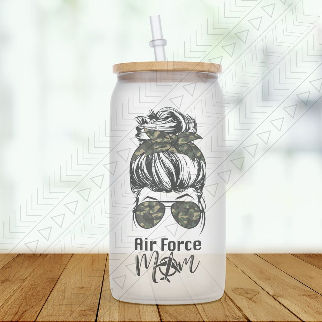 Air Force Mom Bun Glass Can