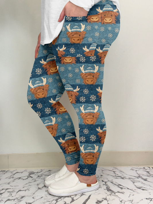 Winter Highland Cow Leggings/Joggers w/ Pockets | ETA 32 Days