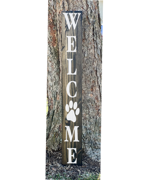 Welcome Paw Print - E. Black - Porch Sign