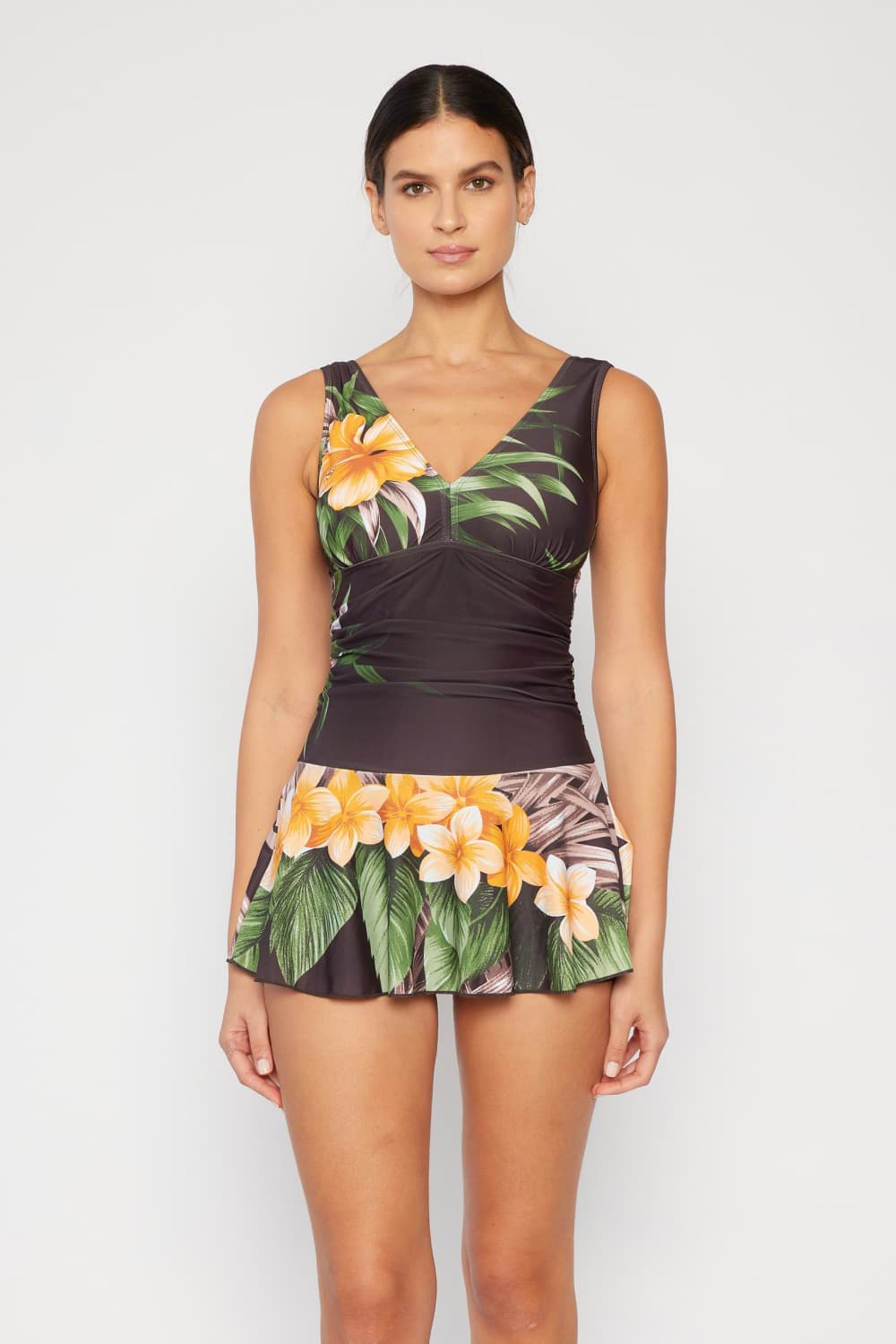 Clear Waters Swim Dress in Aloha Brown