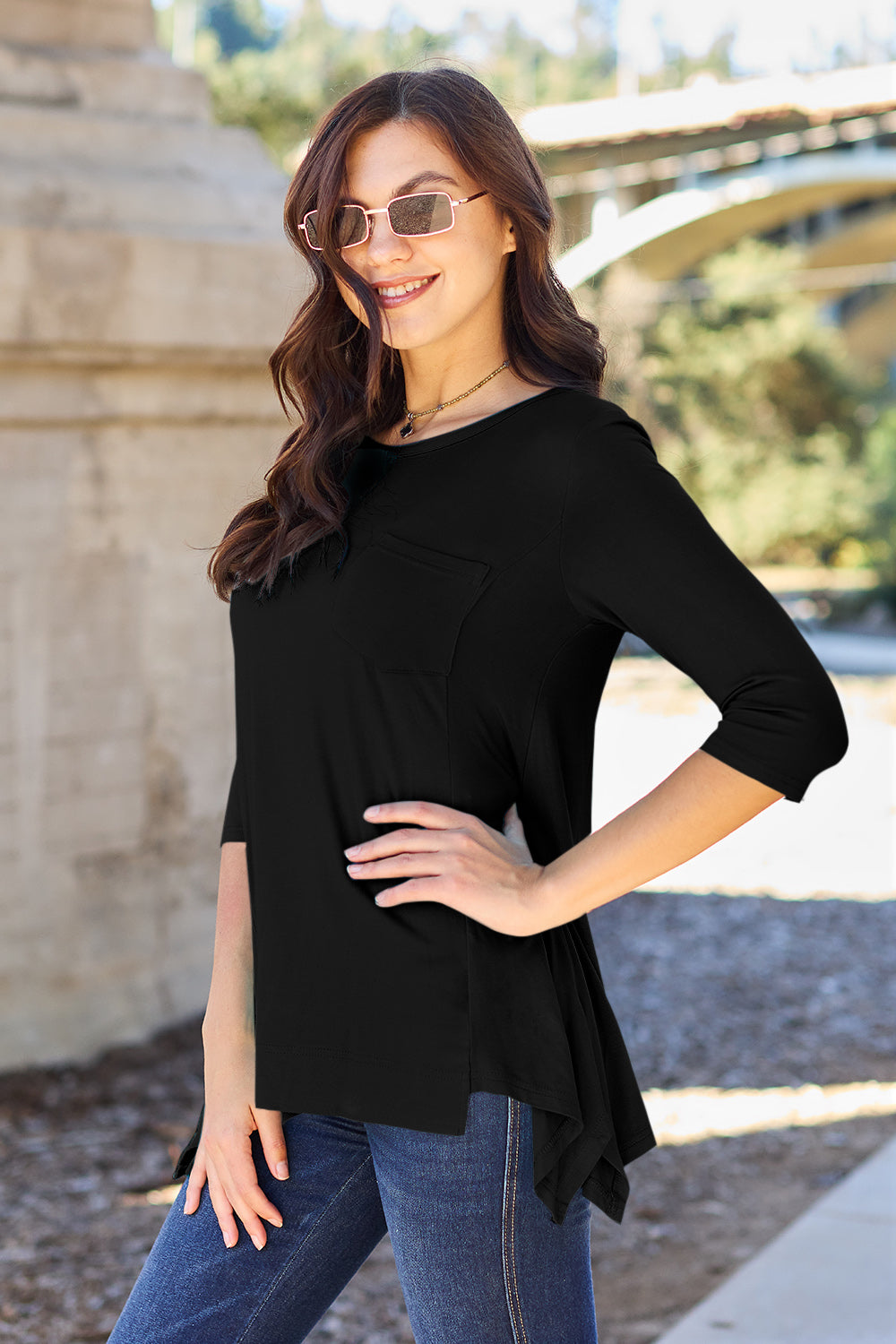 Round Neck Pocketed T-Shirt