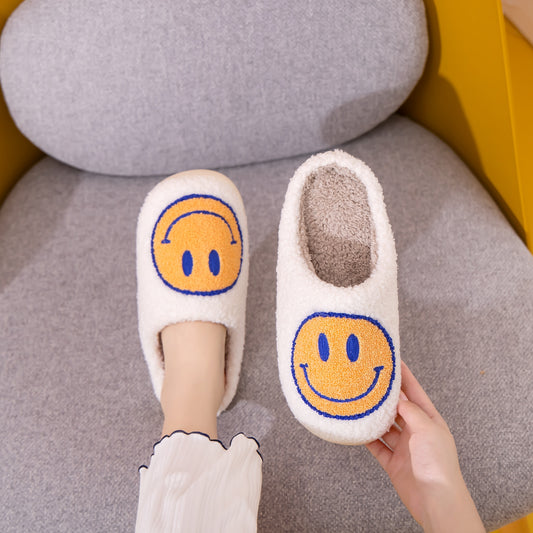 Smiley Face Slippers in White