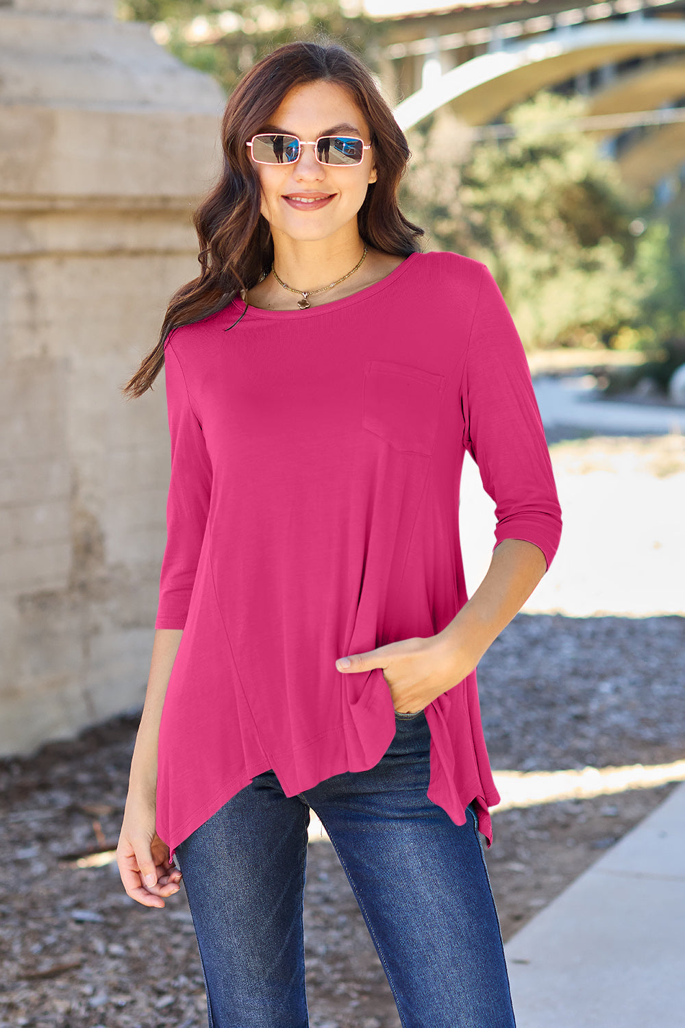 Round Neck Pocketed T-Shirt